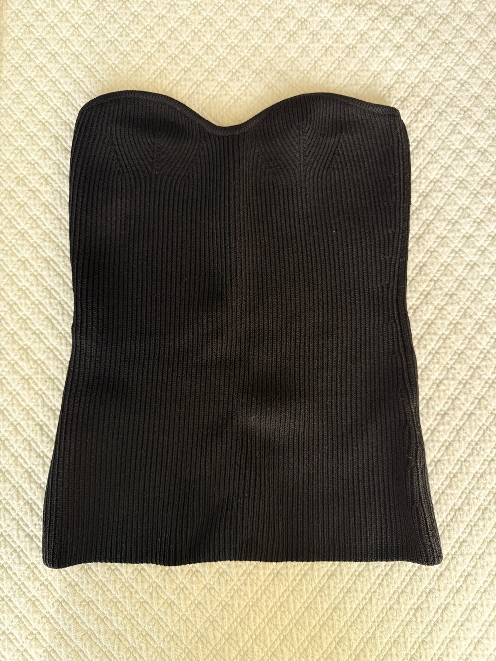 Pixie Market Strapless Black Ribbed Knit Tube Top